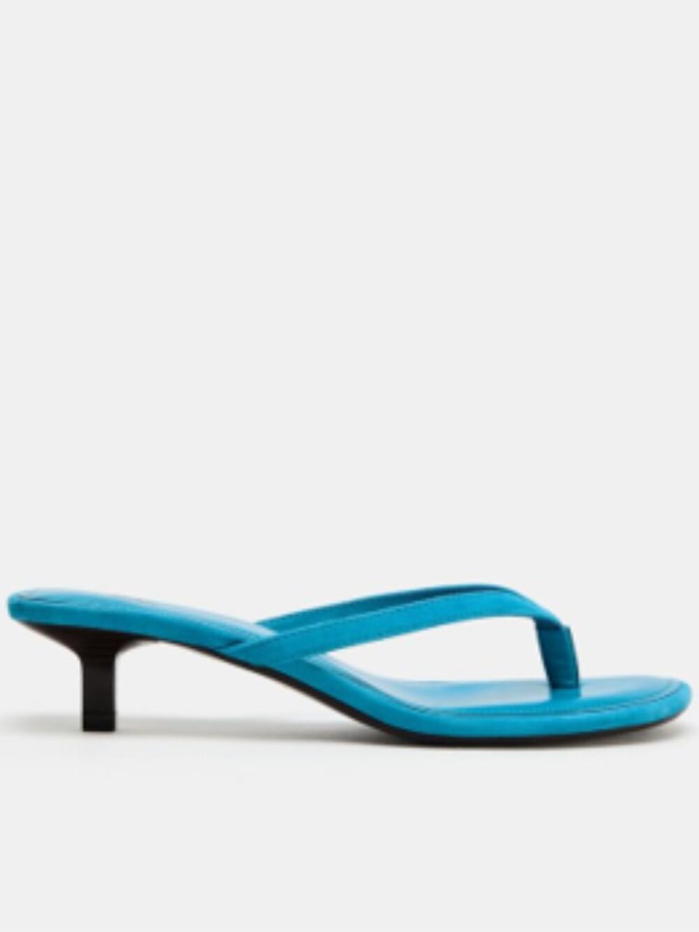 NWT Zara Suede Kitten Thong Heel Sandals Turquoise Blue Size 6.5